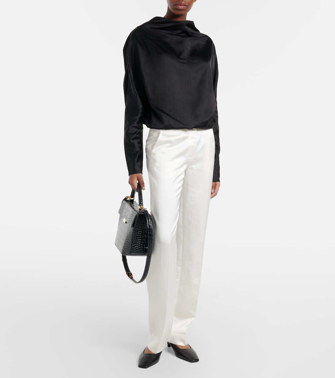 Box Small croc-effect leather top-handle bag | Toteme