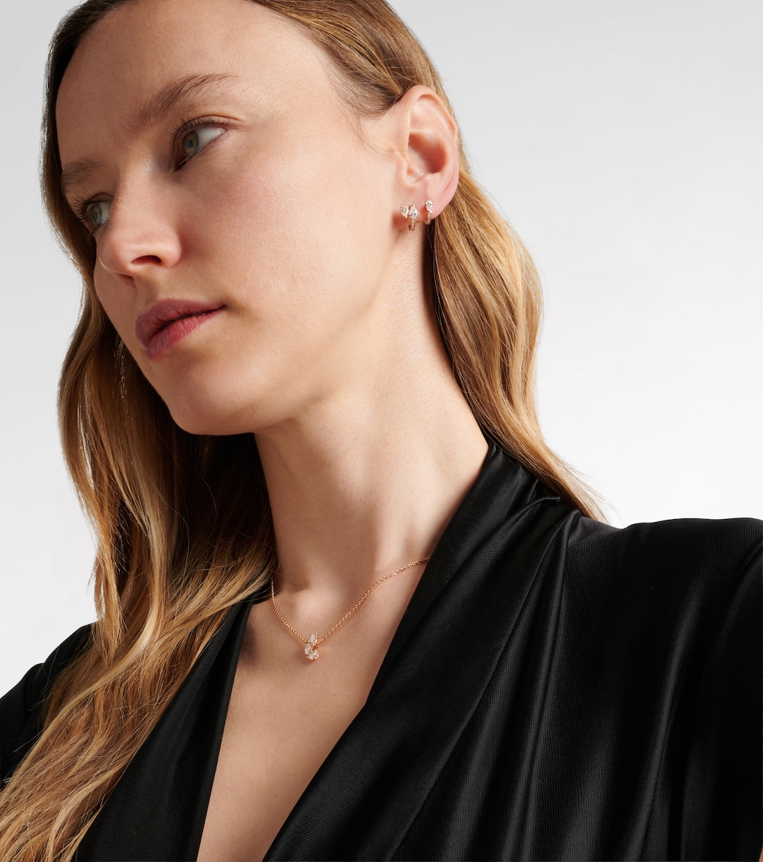 Serti Sur Vide 18kt rose gold single ear cuff with diamonds | Repossi