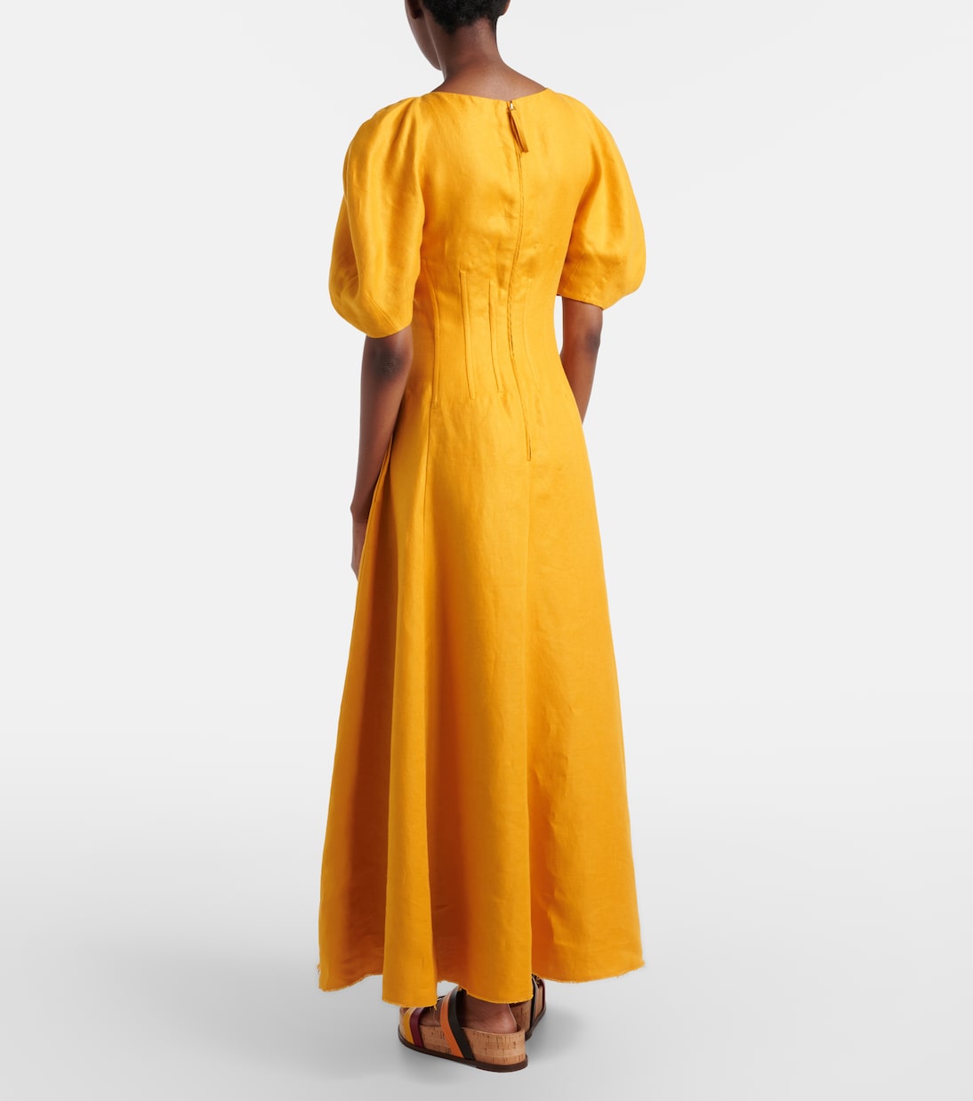 Ranya puff-sleeve linen twill maxi dress | Gabriela Hearst