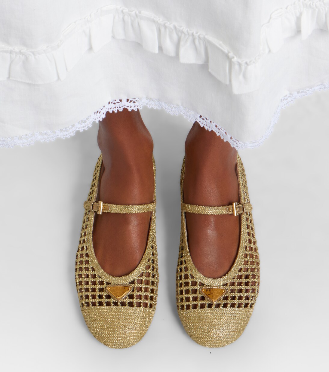 Crochet Mary Jane flats | Prada