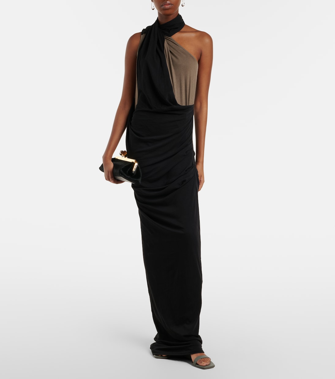 Draped one-shoulder jersey maxi dress | Entire Studios