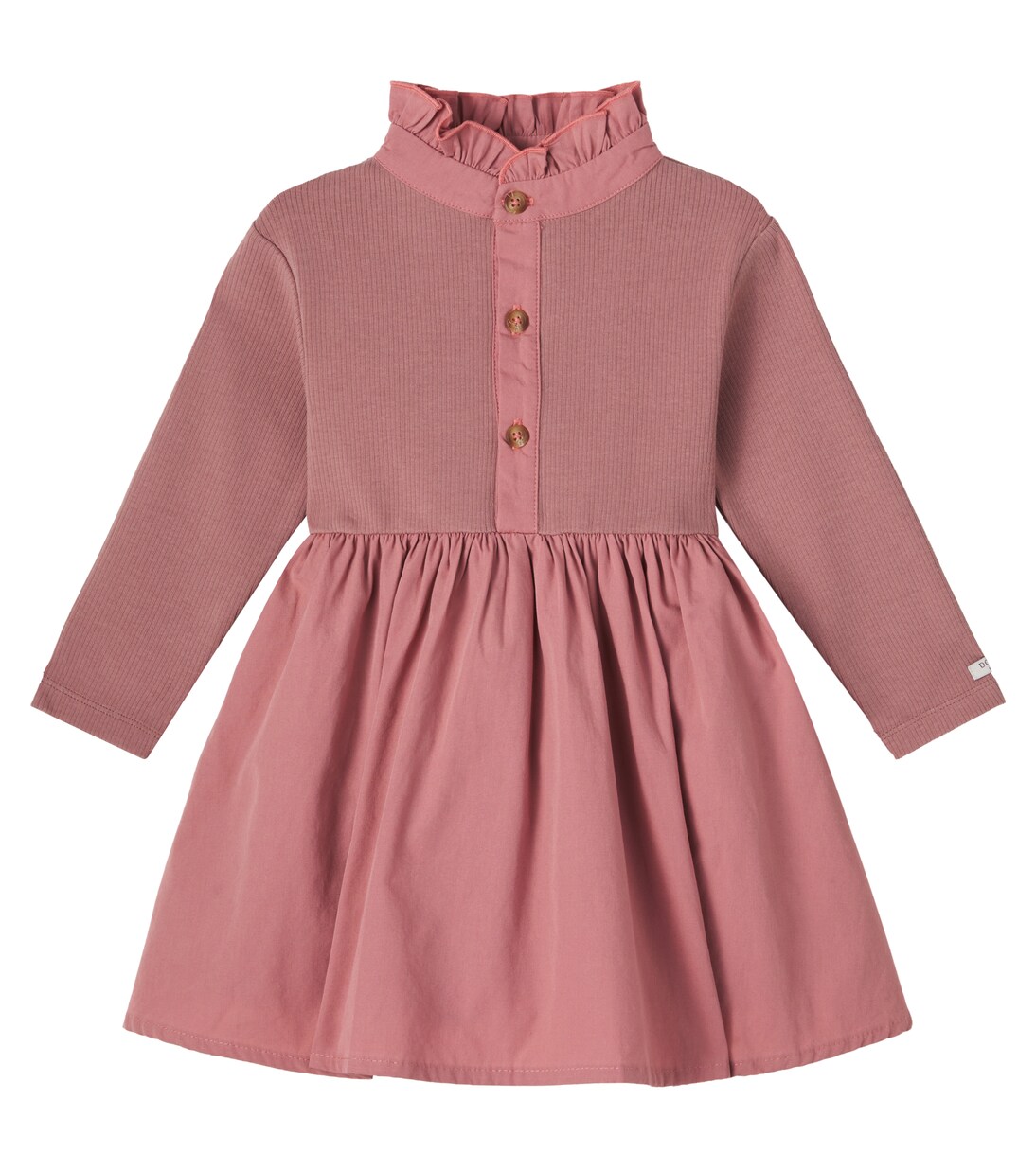 Baby Louen ribbed-knit ruffled cotton-blend dress | Donsje