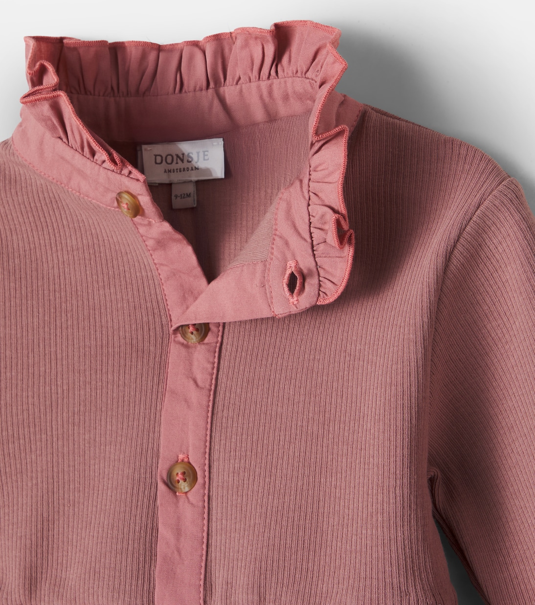 Baby Louen ribbed-knit ruffled cotton-blend dress | Donsje