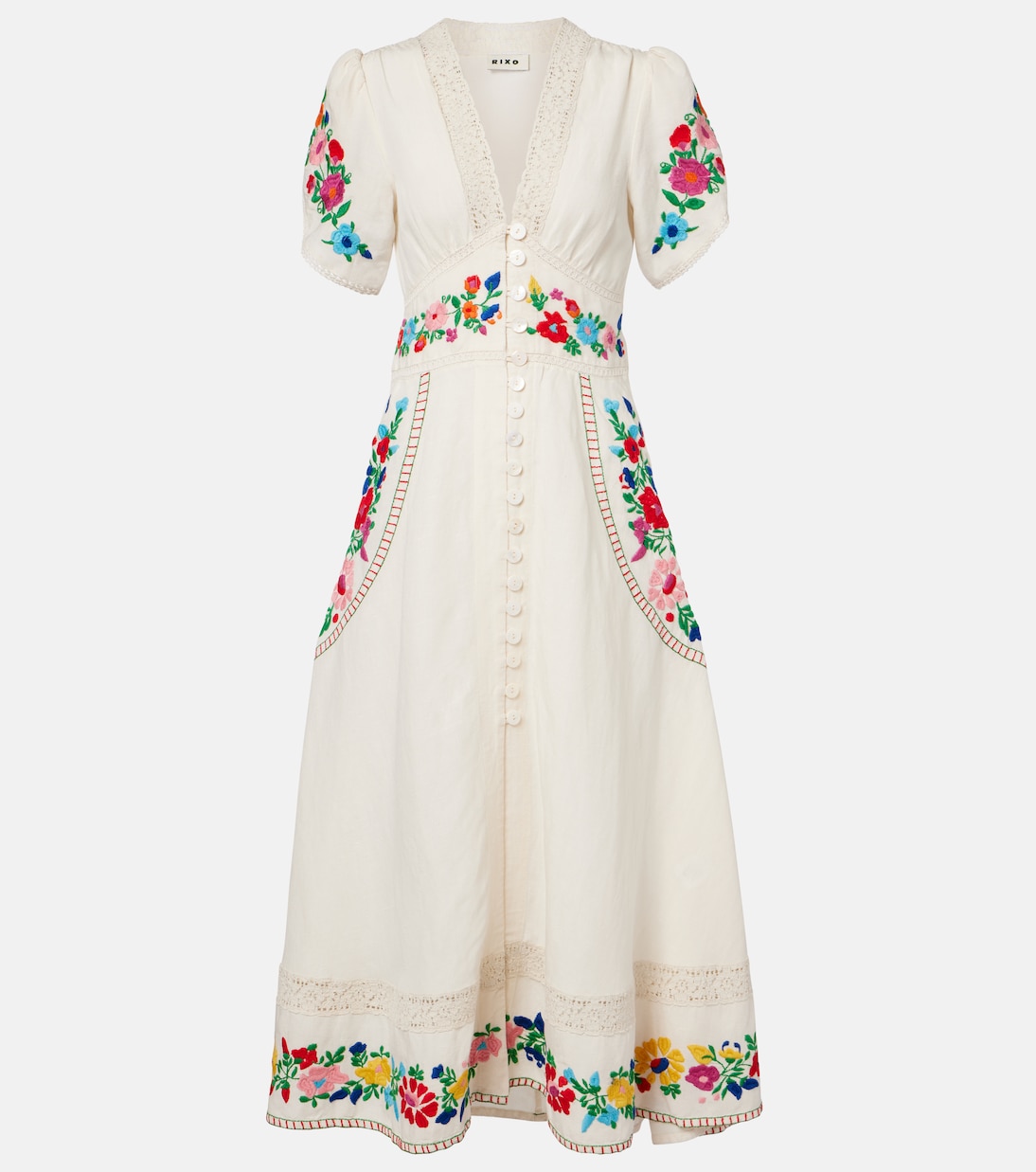 Novara embroidered linen-blend maxi dress | Rixo