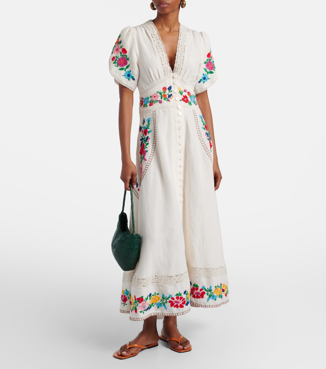 Novara embroidered linen-blend maxi dress | Rixo