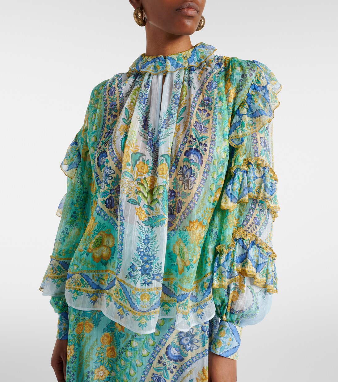 Floral ruffled silk blouse | Etro