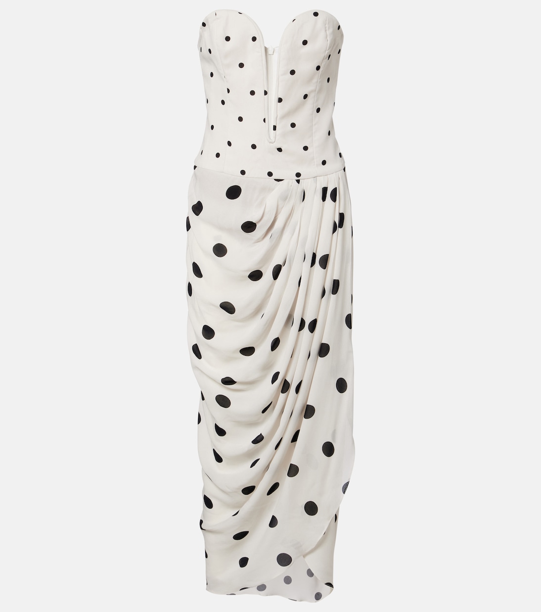 Draped polka-dot bustier dress | Adriana Degreas