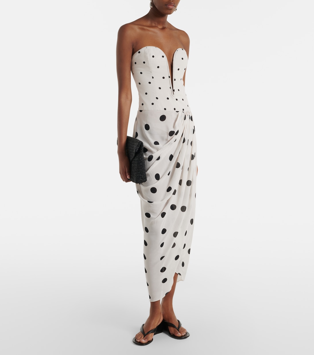 Draped polka-dot bustier dress | Adriana Degreas