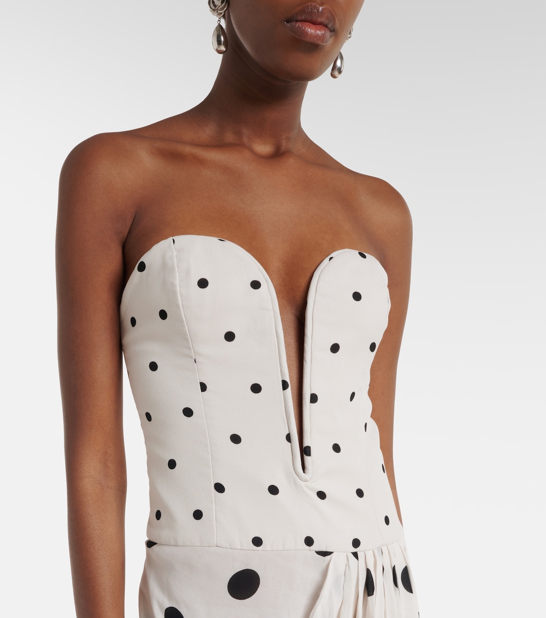 Draped polka-dot bustier dress | Adriana Degreas