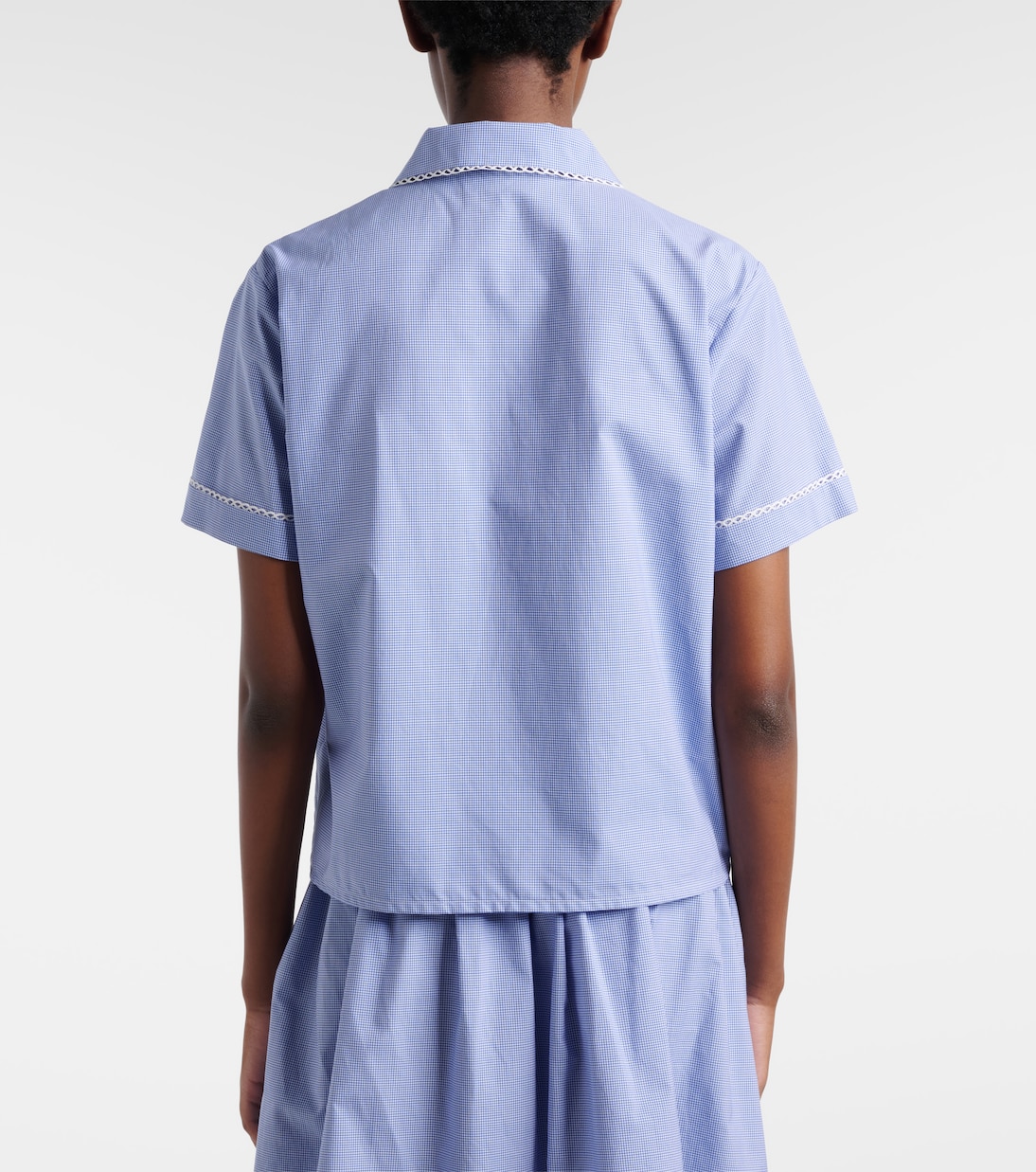 Gingham lace-trimmed cotton poplin shirt | Miu Miu