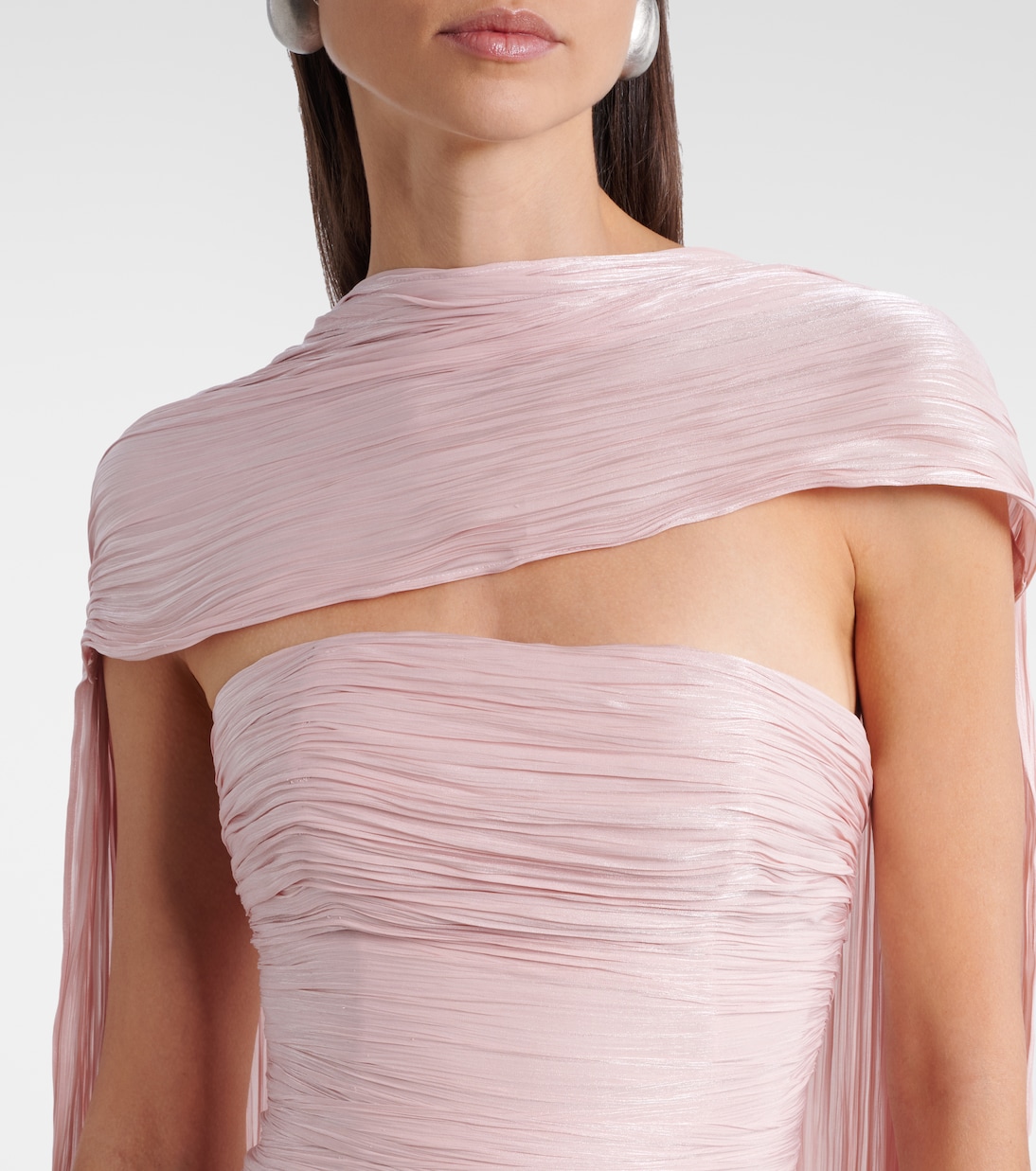 Draped pleated scarf-detail bustier gown | Marmar Halim