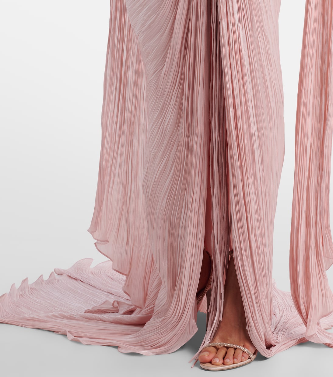 Draped pleated scarf-detail bustier gown | Marmar Halim