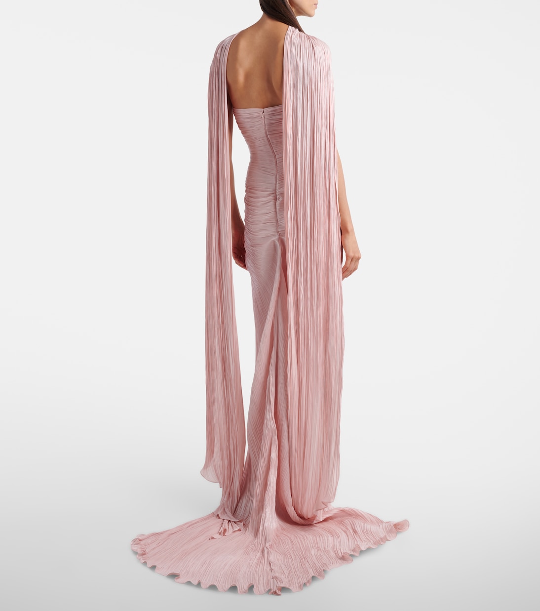 Draped pleated scarf-detail bustier gown | Marmar Halim