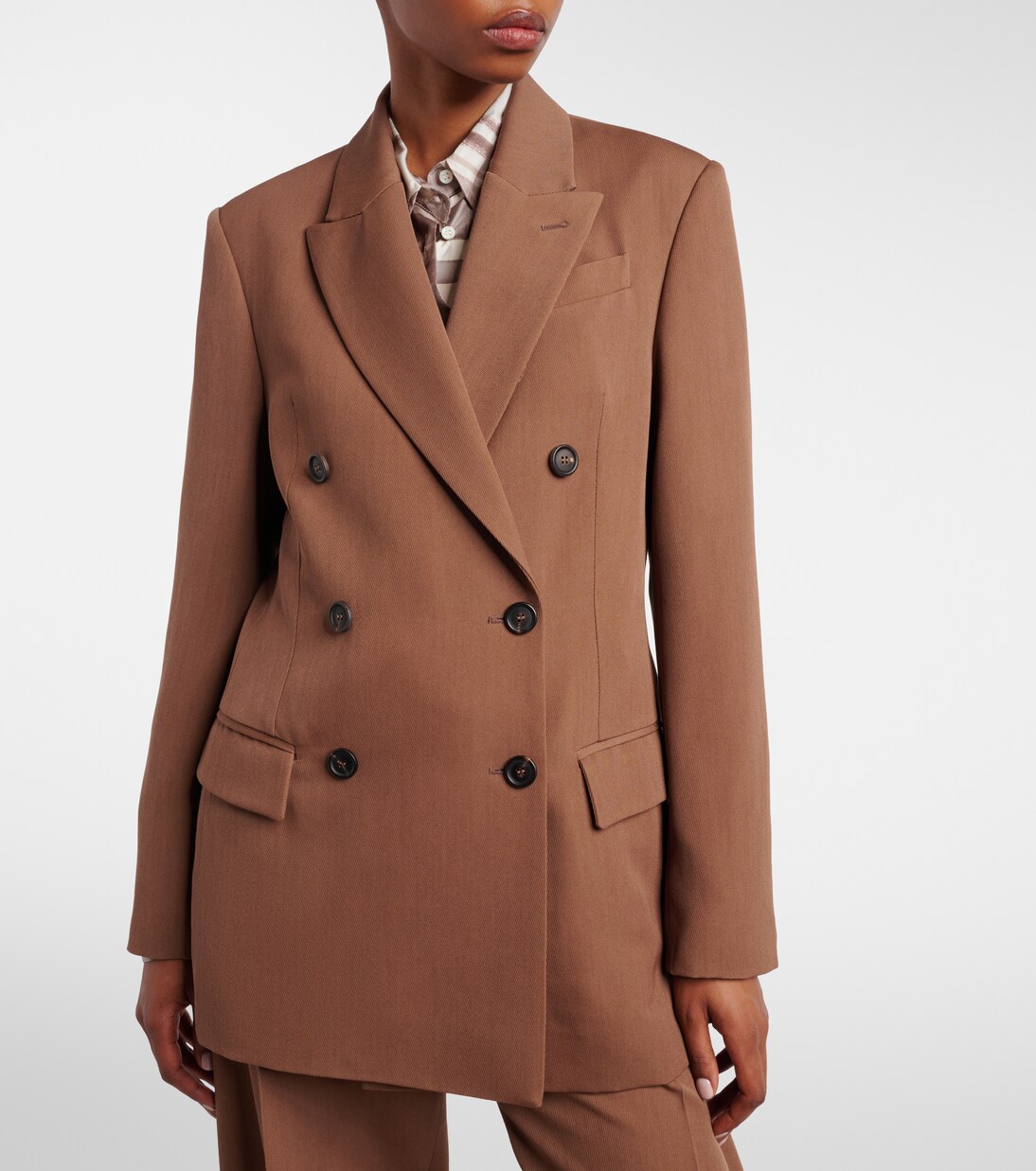 Double-breasted wool-blend blazer | Brunello Cucinelli