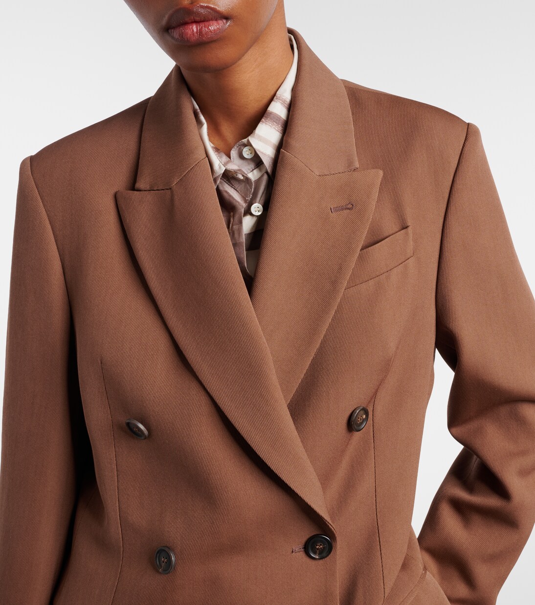 Double-breasted wool-blend blazer | Brunello Cucinelli