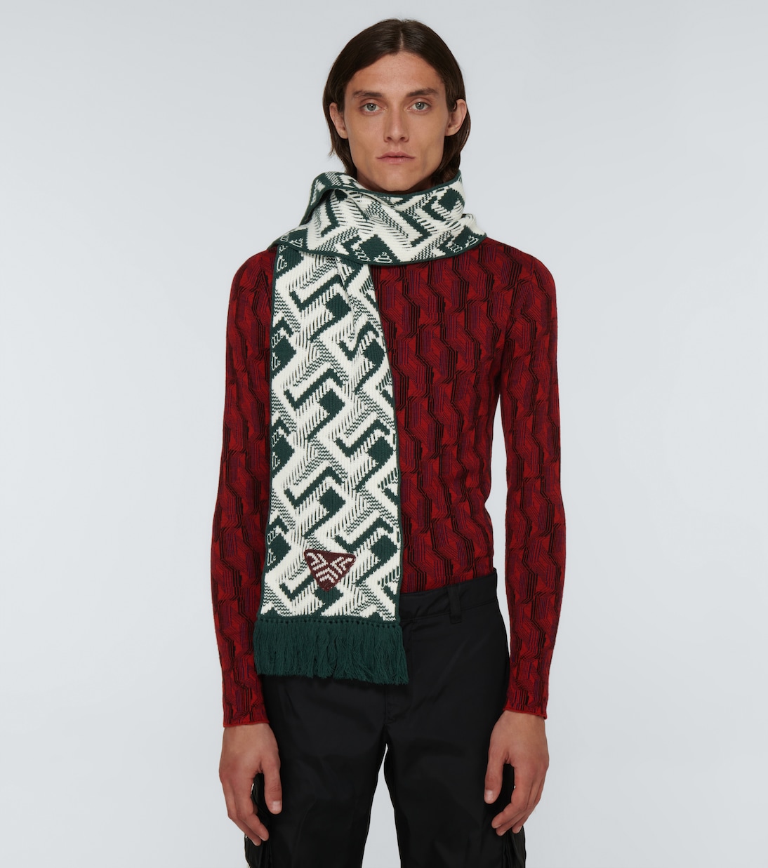 羊毛羊绒提花围巾 | Prada