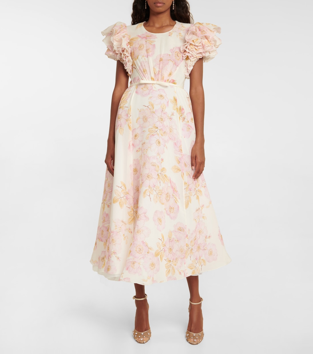 Robe midi en soie à fleurs | Giambattista Valli