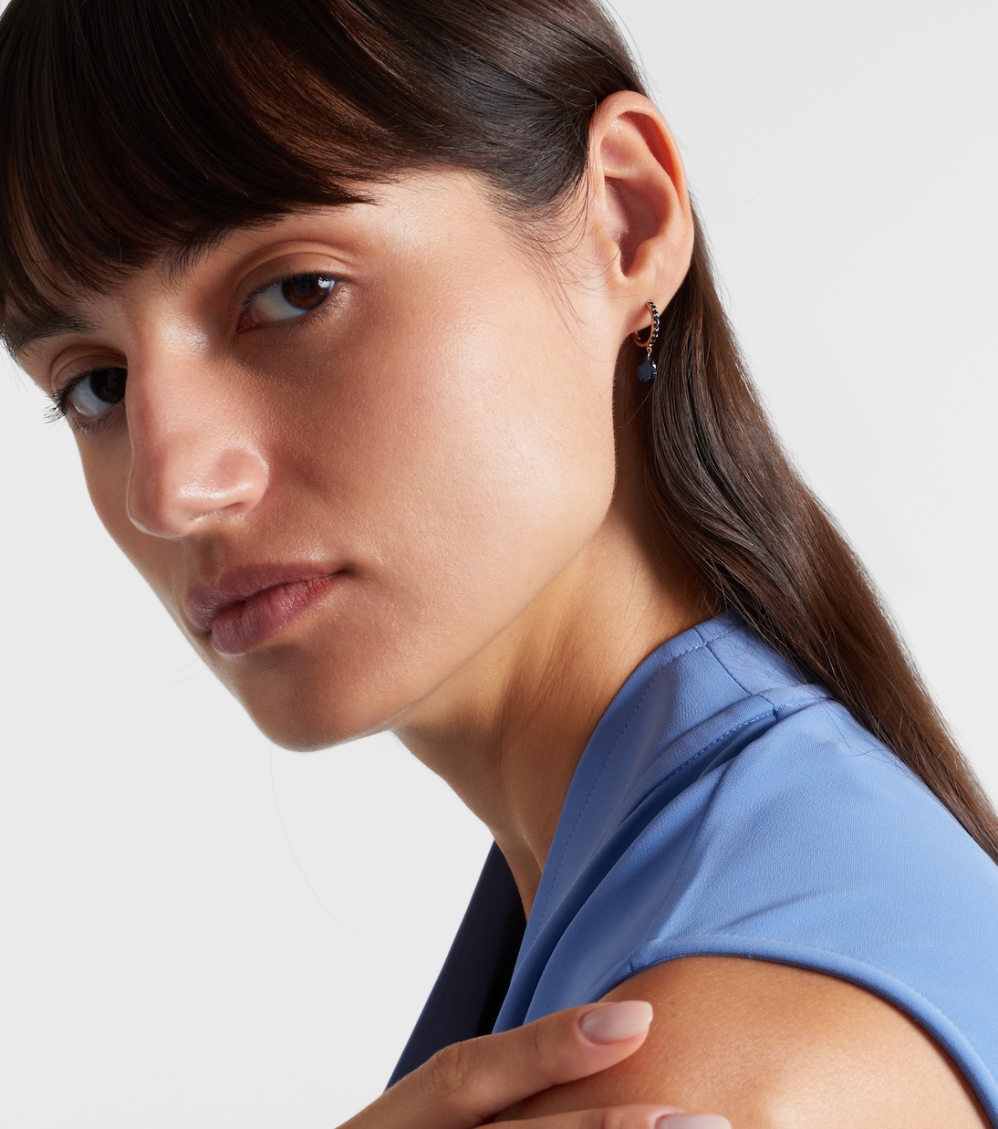 Einzelner Ohrring aus 18kt Gelbgold mit Saphir und Topas | Persée