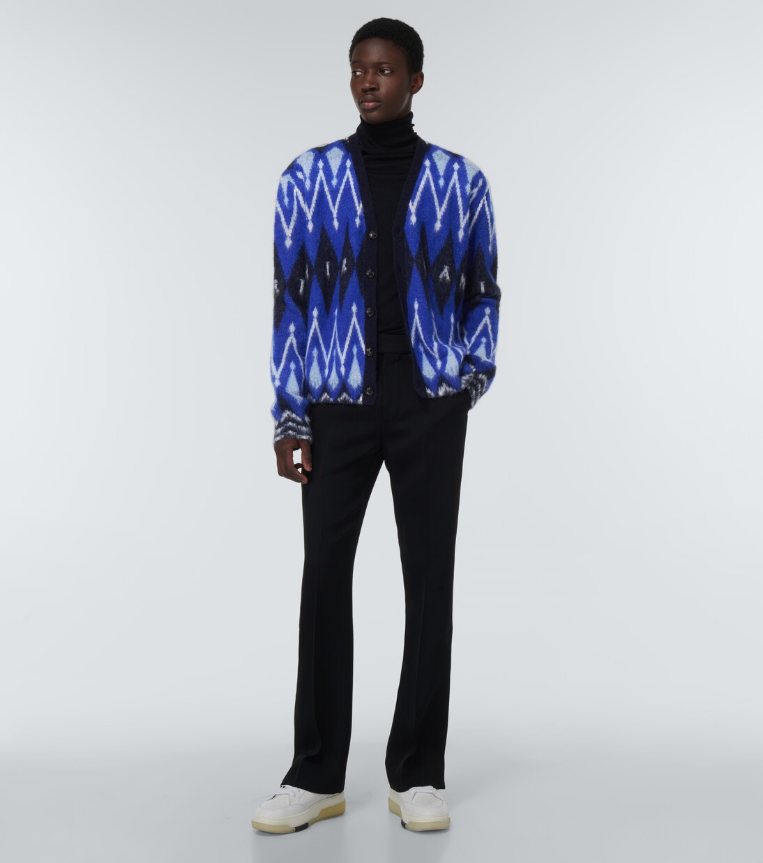 Argyle alpaca and mohair-blend cardigan | Amiri