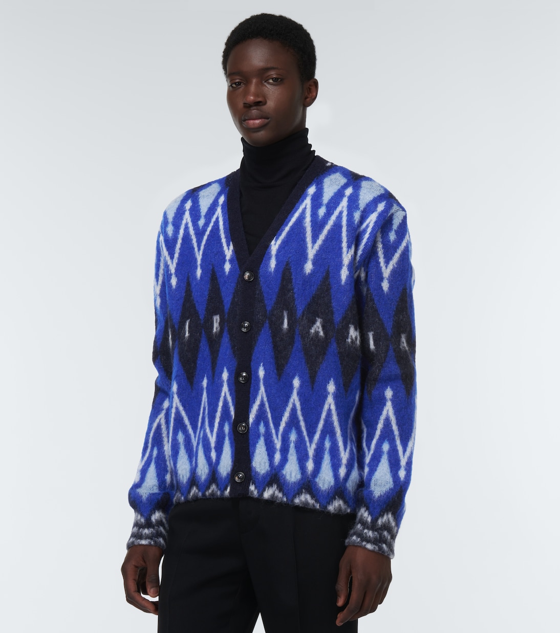 Argyle alpaca and mohair-blend cardigan | Amiri
