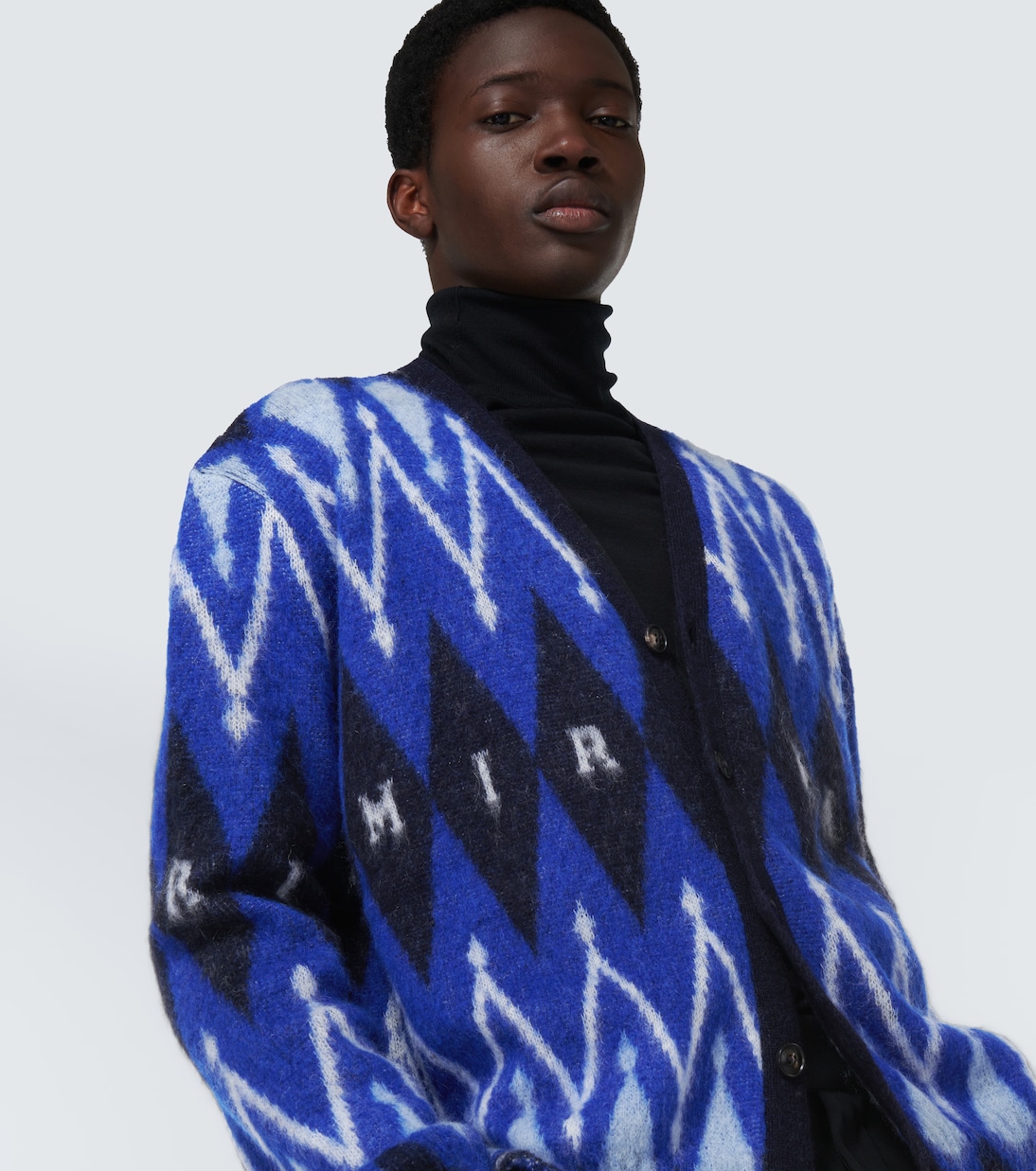 Argyle alpaca and mohair-blend cardigan | Amiri