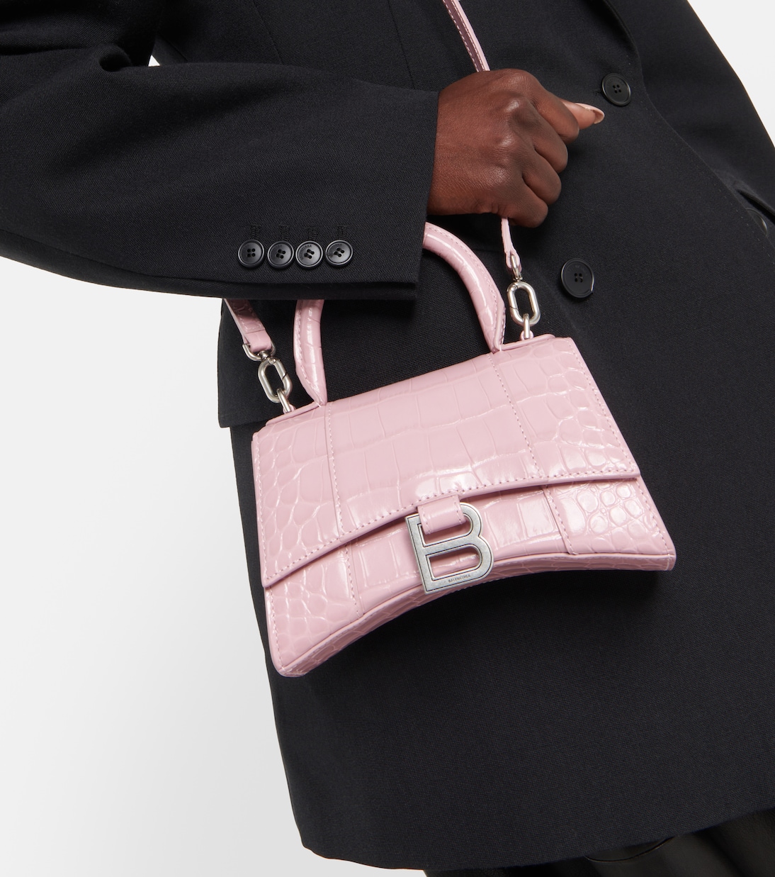 Hourglass Small croc-effect tote bag | Balenciaga