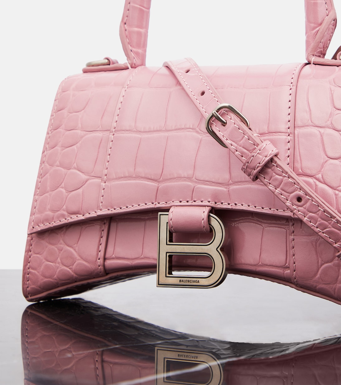 Hourglass Small croc-effect tote bag | Balenciaga