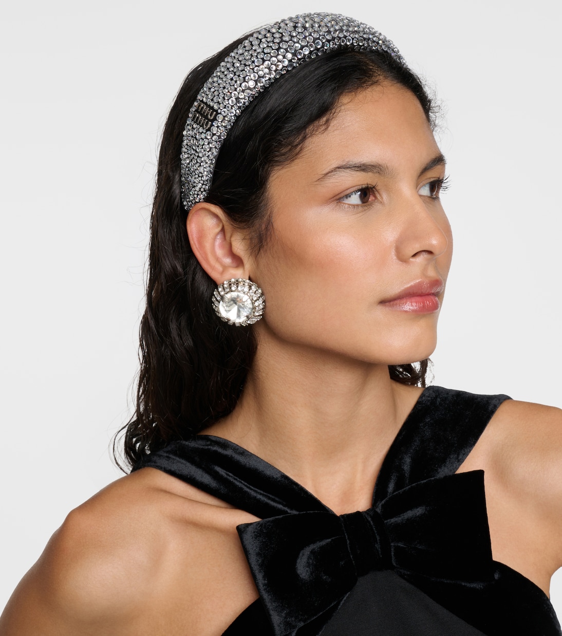 Cerchietto con cristalli e logo | Miu Miu