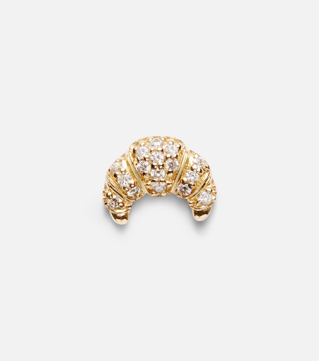 Croissant Small 14kt gold single stud earring with diamonds | Sydney Evan