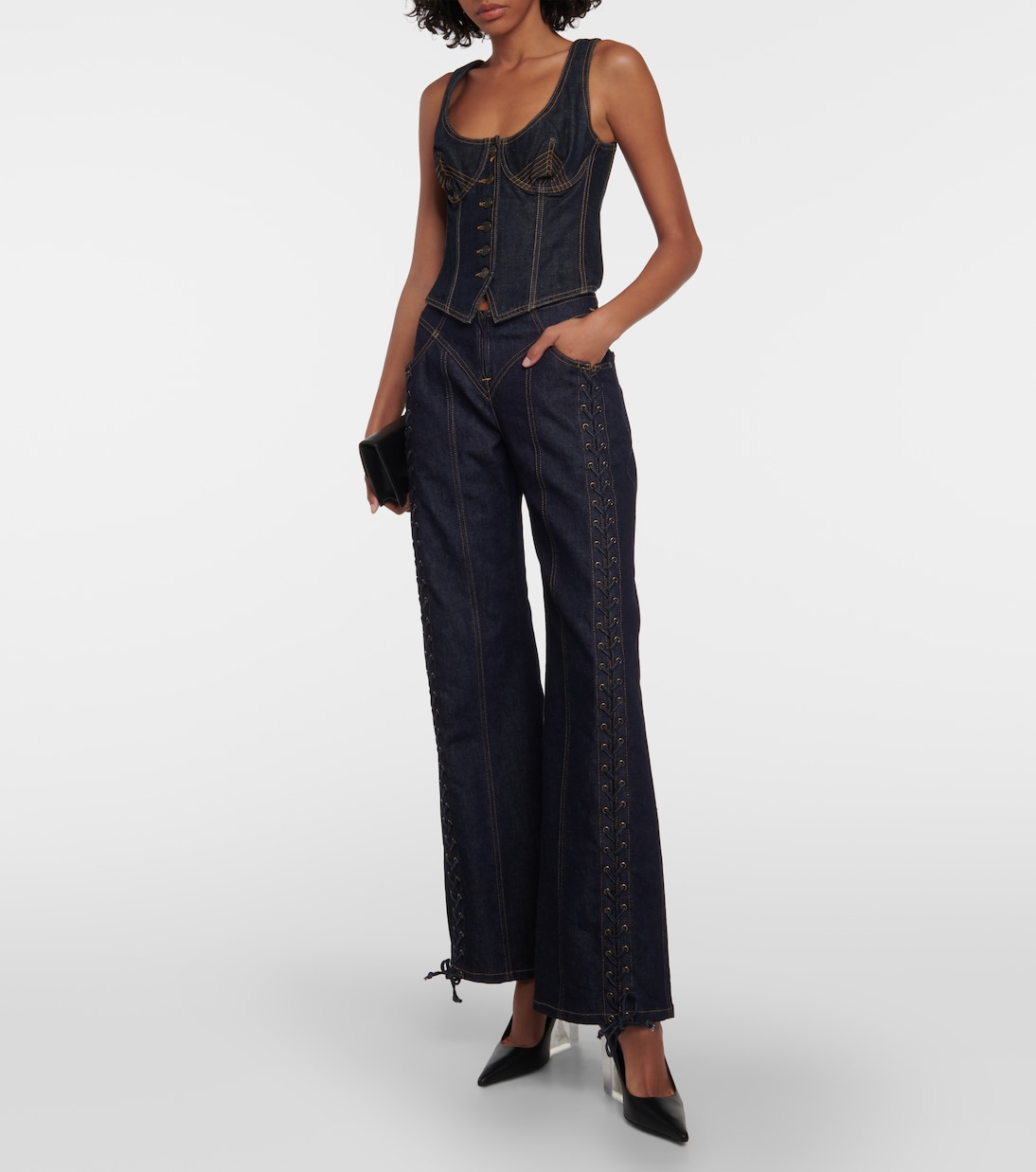 Bustier-Top aus Denim | Jean Paul Gaultier