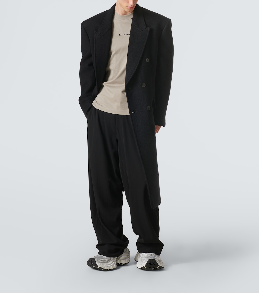 Double-breasted cashmere and wool overcoat | Balenciaga