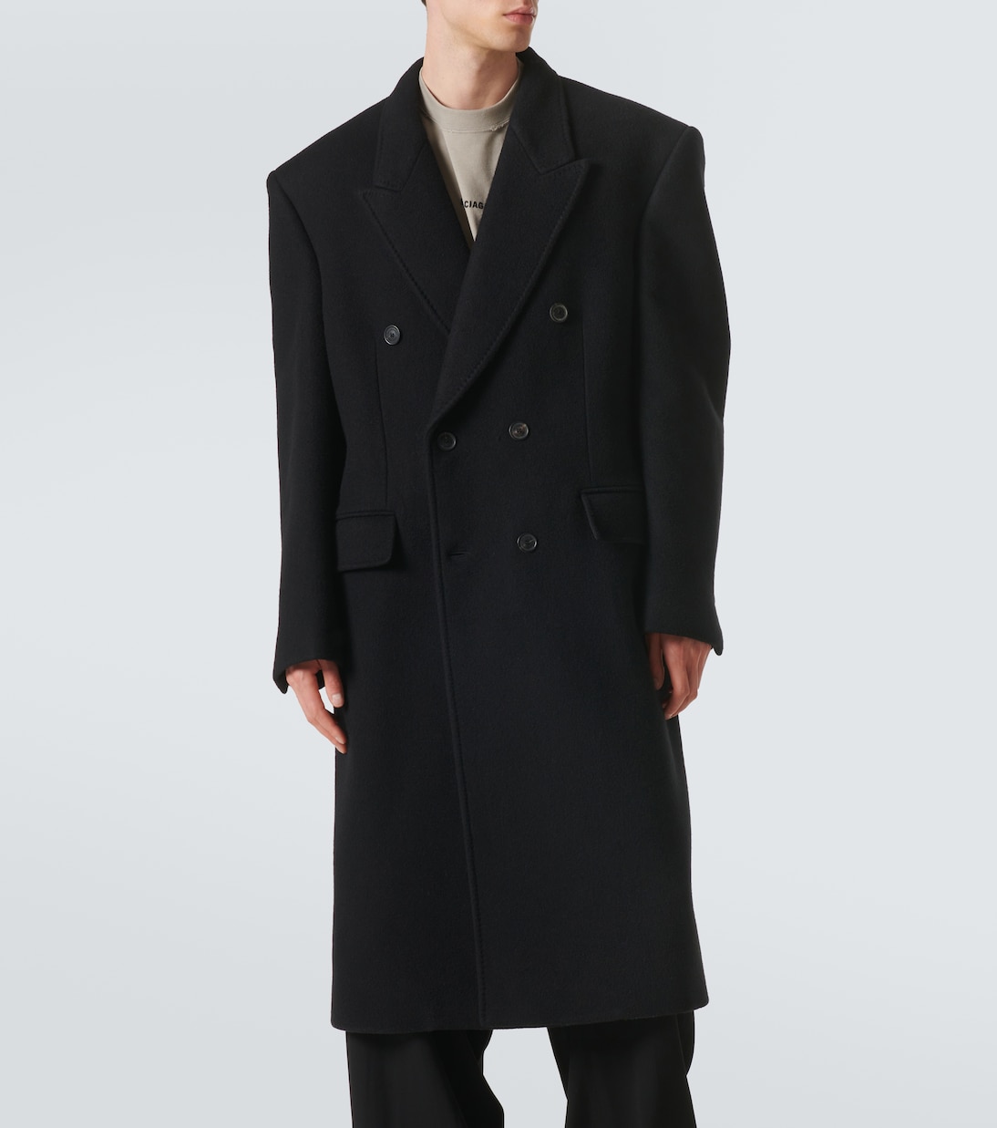 Double-breasted cashmere and wool overcoat | Balenciaga