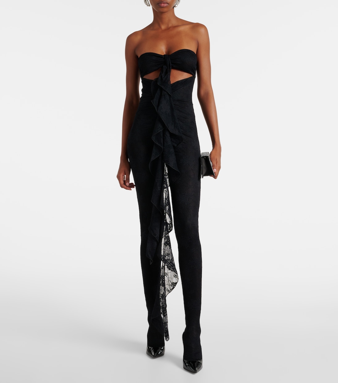 Ruffled cutout lace catsuit | Oséree