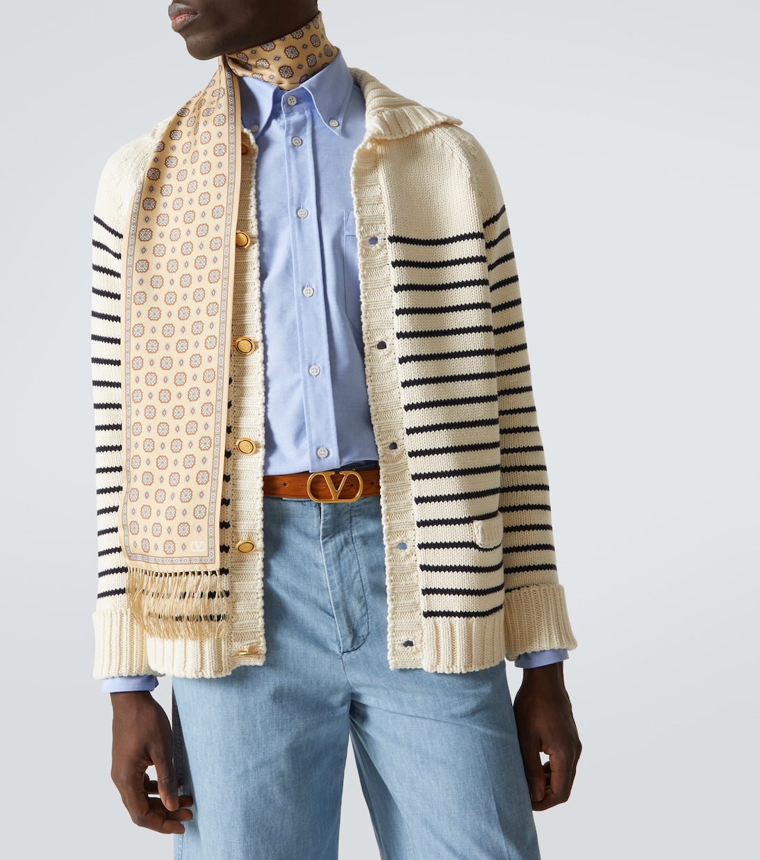 Cárdigan VLogo Signature de algodón a rayas | Valentino