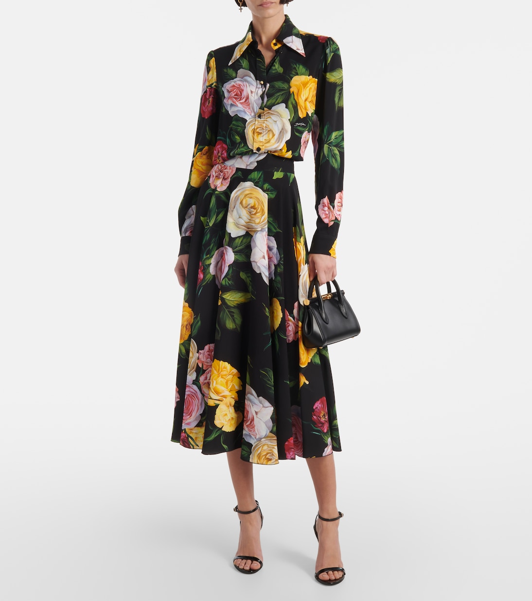 Falda en charmeuse de mezcla de seda | Dolce&Gabbana