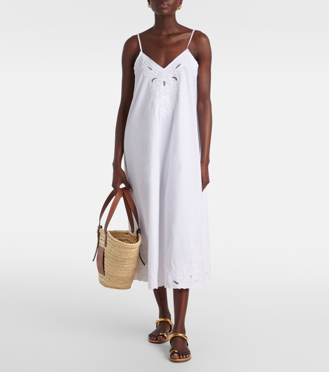 Robe midi brodée en coton | Juliet Dunn