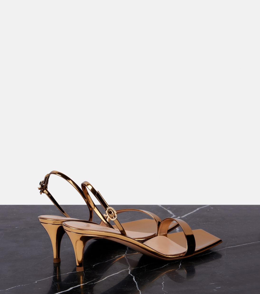 Sandalen Ribbon 55 aus Metallic-Leder | Gianvito Rossi