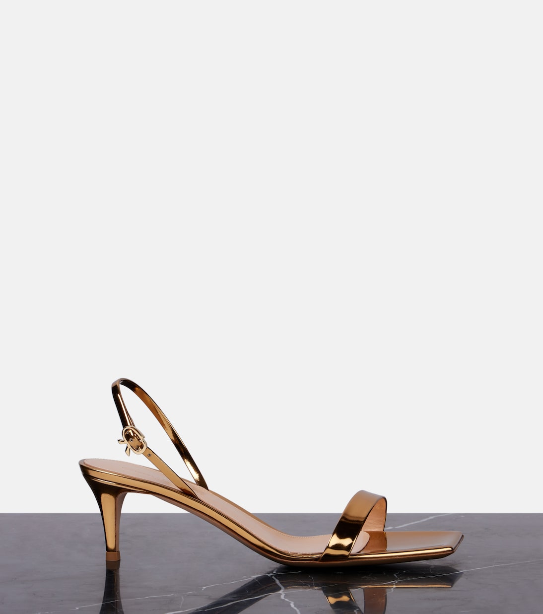 Sandalen Ribbon 55 aus Metallic-Leder | Gianvito Rossi