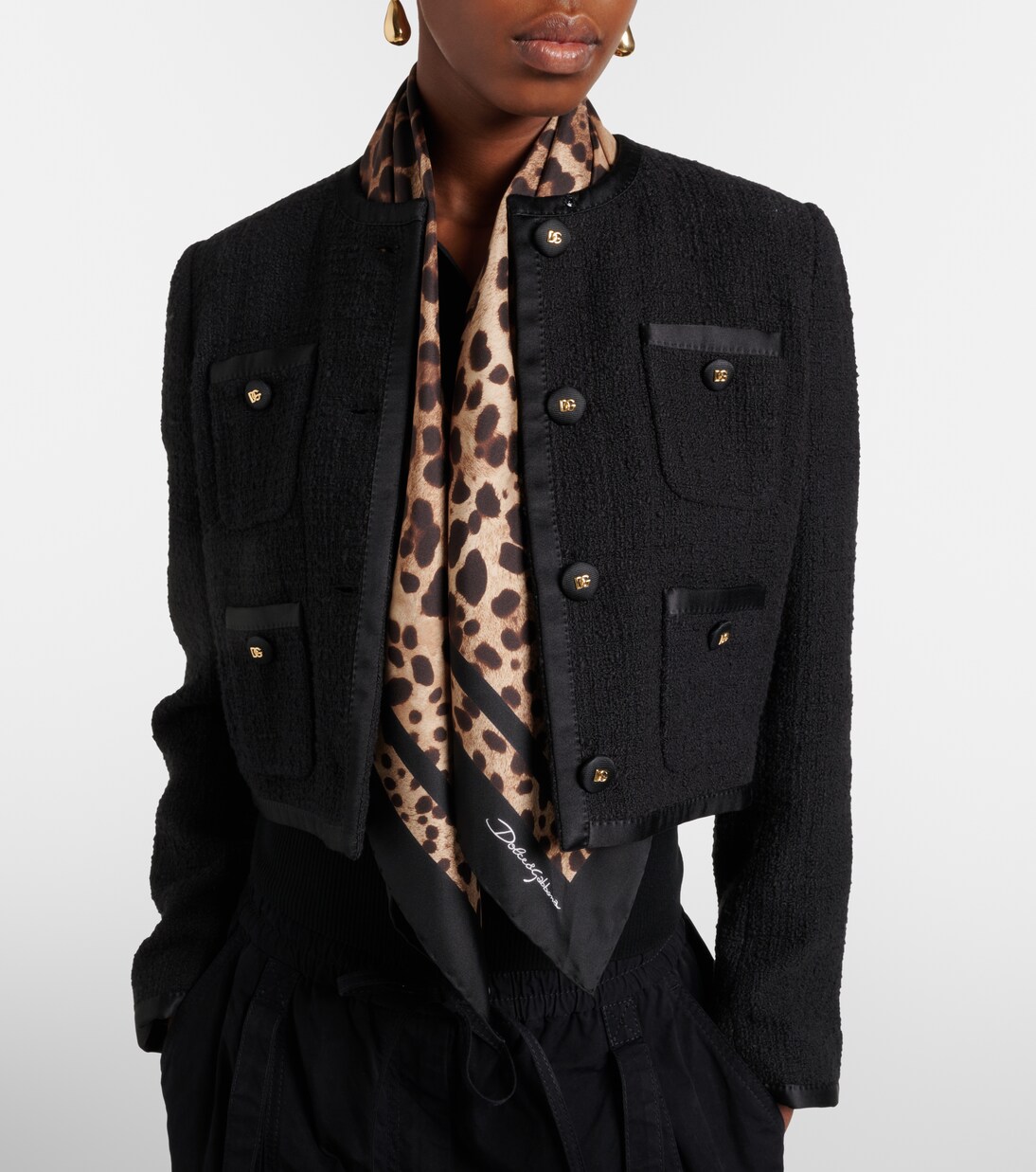 Leopard-print silk scarf | Dolce&Gabbana
