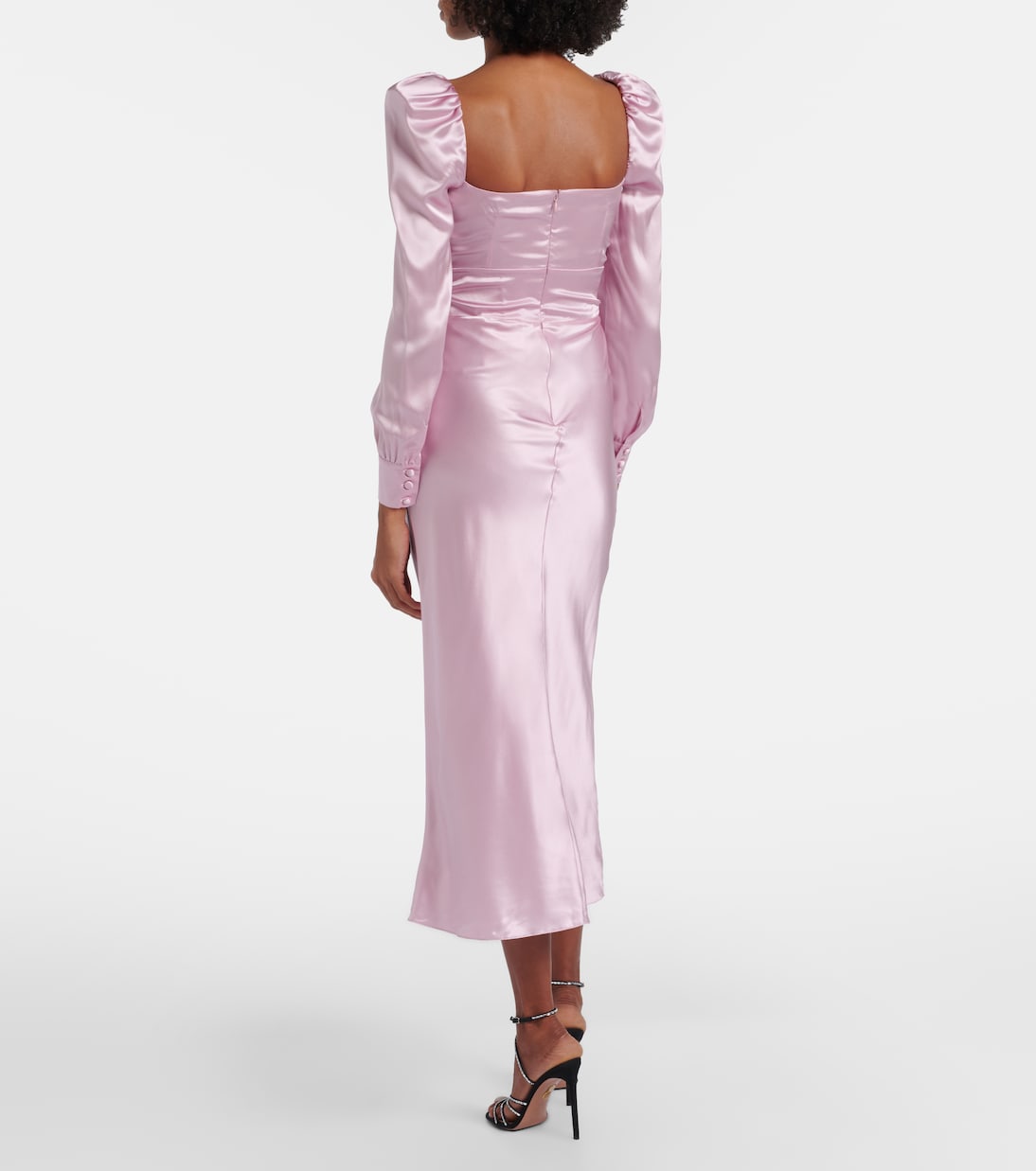 Lace-trimmed silk satin midi dress | Alessandra Rich