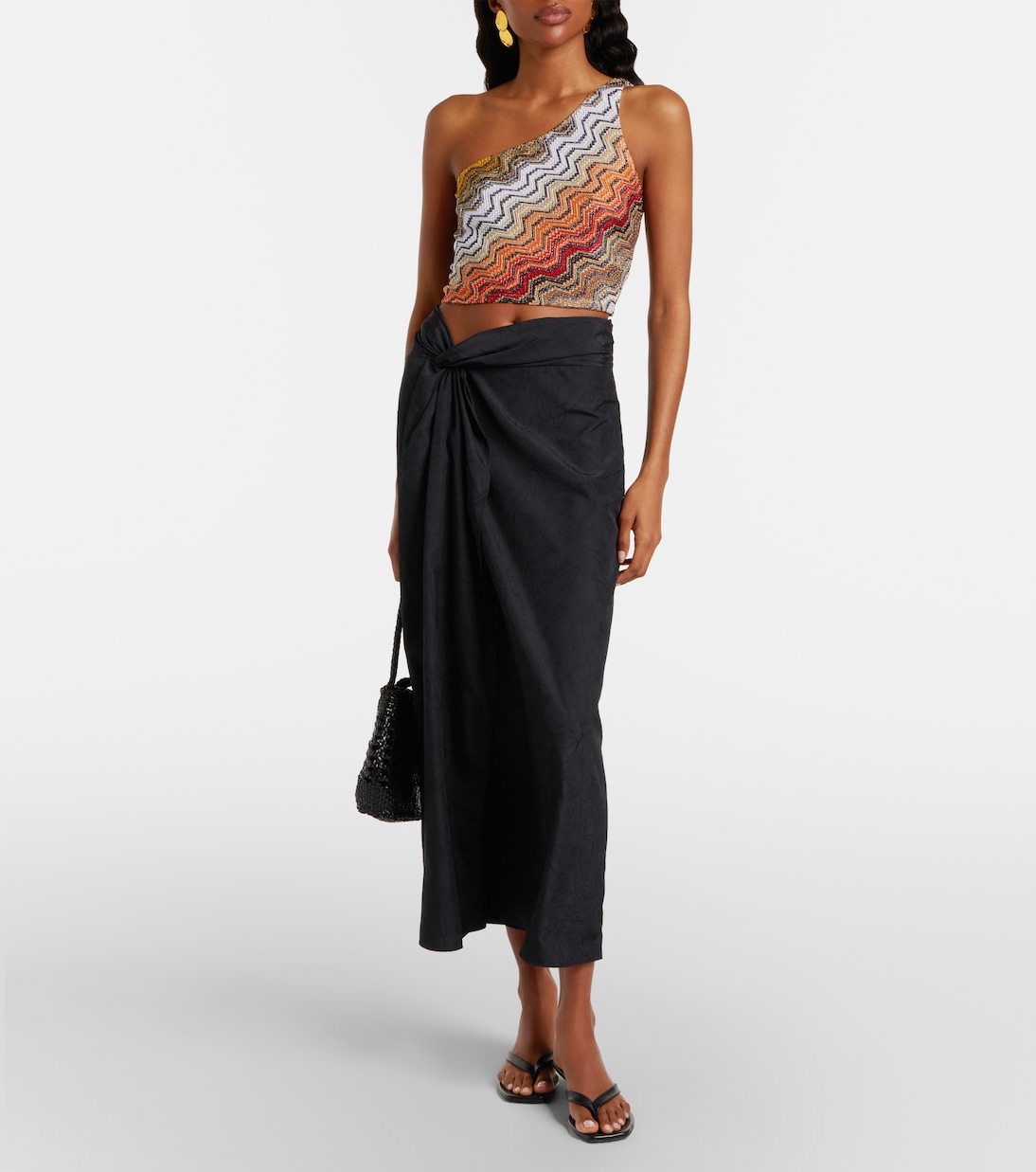 One-shoulder lamé crop top | Missoni