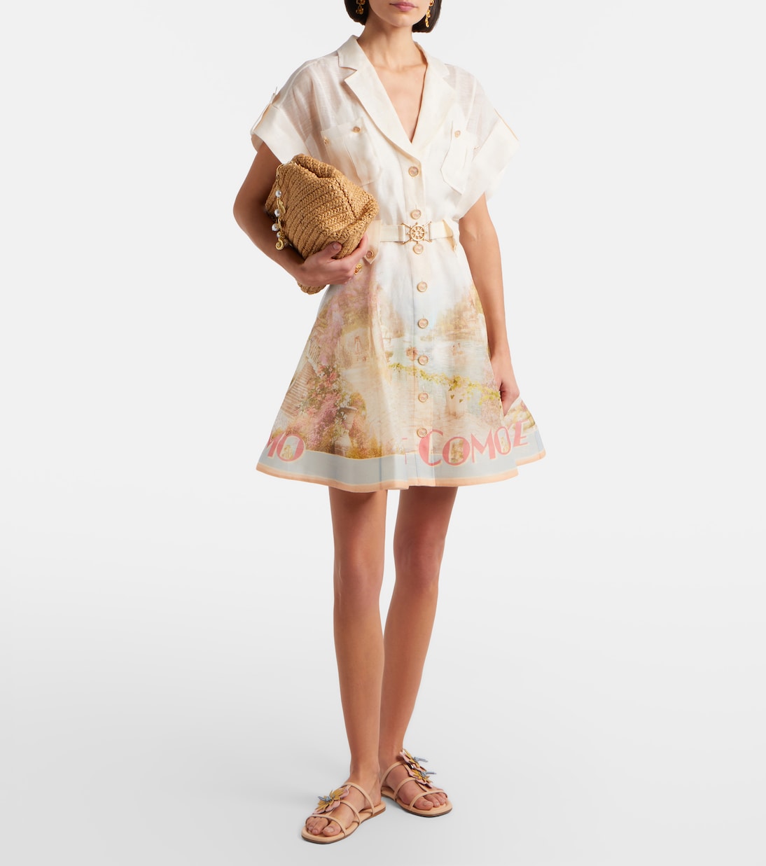Como printed linen and silk shirt dress | Zimmermann