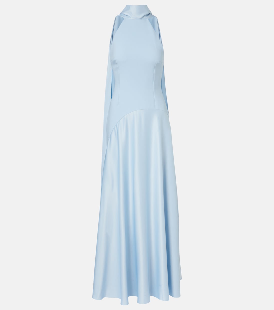 Cece halterneck crêpe and satin gown | Solace London
