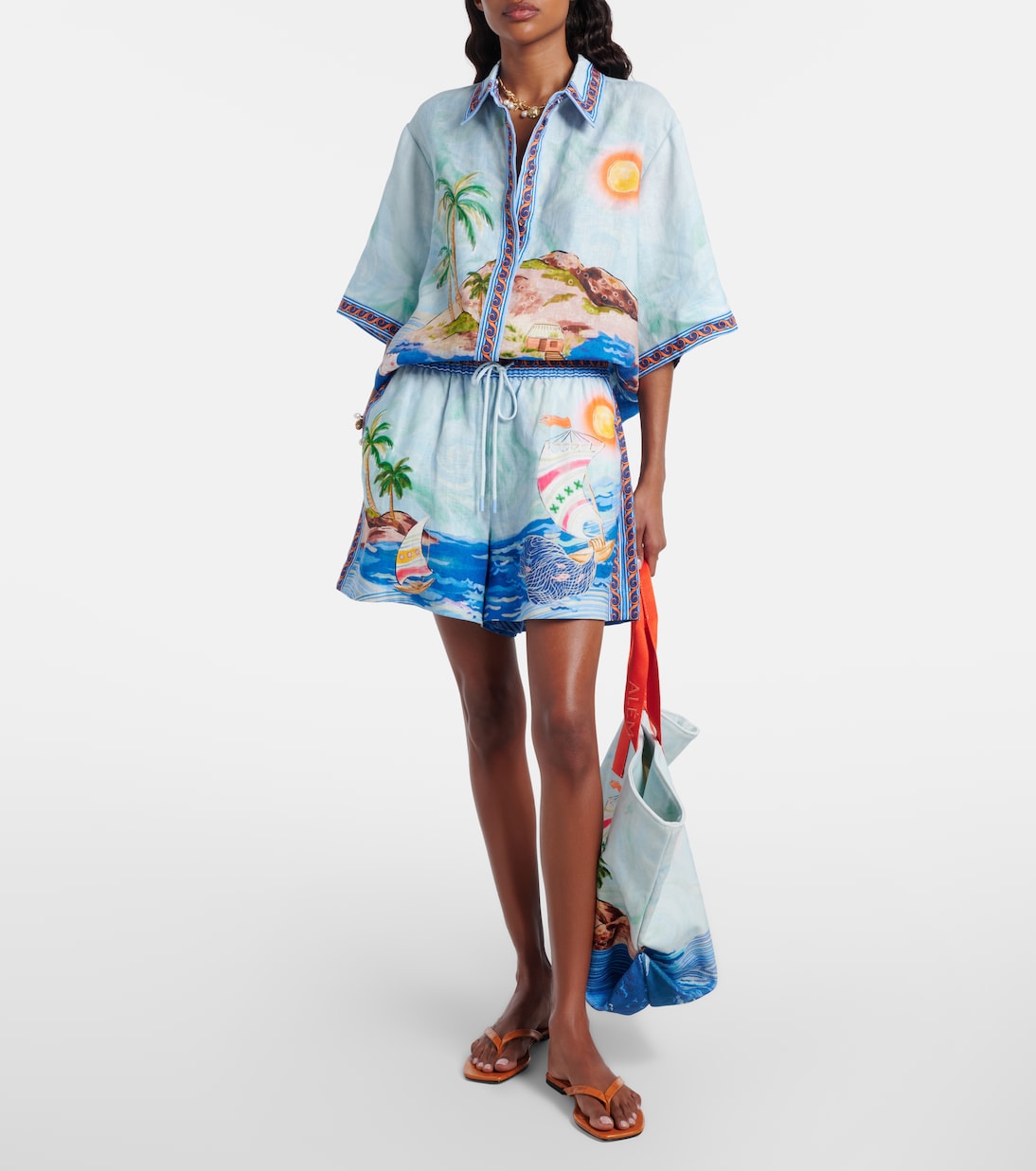 Shorts in lino con stampa | Alémais