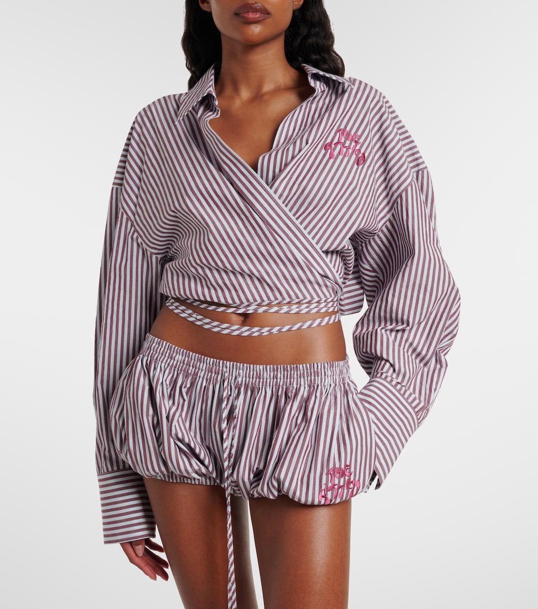 Top envolvente de algodón a rayas | The Attico