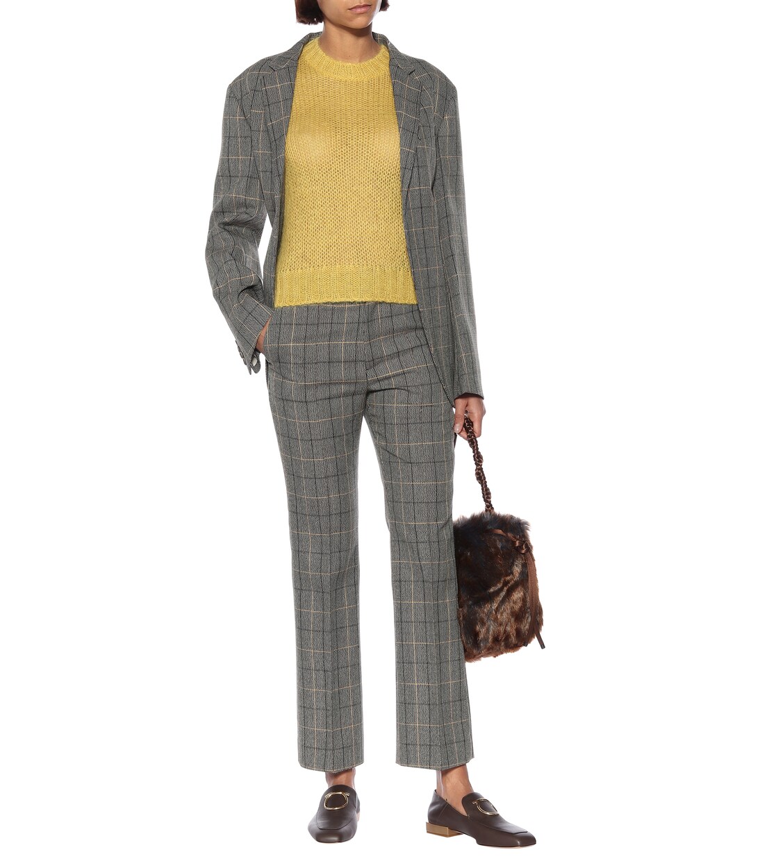 Pantalon en laine mélangée à carreaux | Plan C