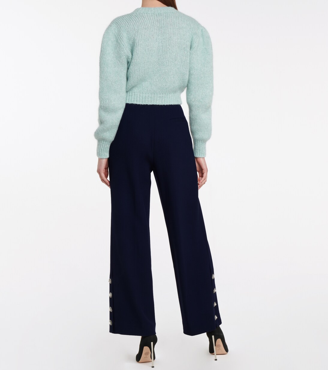 Pantalon ample en crêpe de laine mélangée | Alessandra Rich