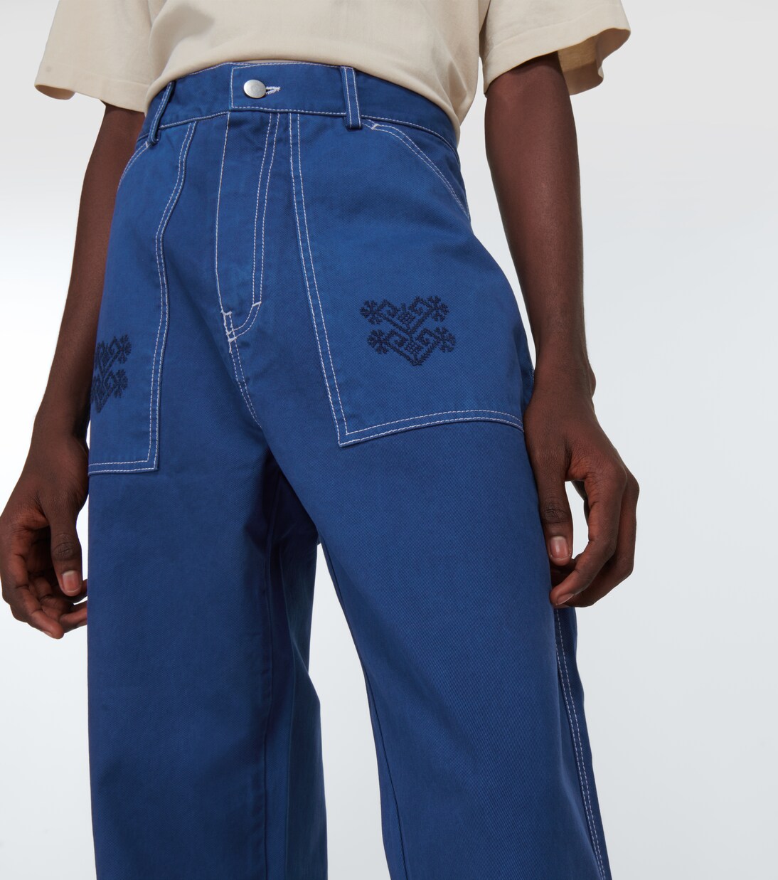 Embroidered straight jeans | Adish