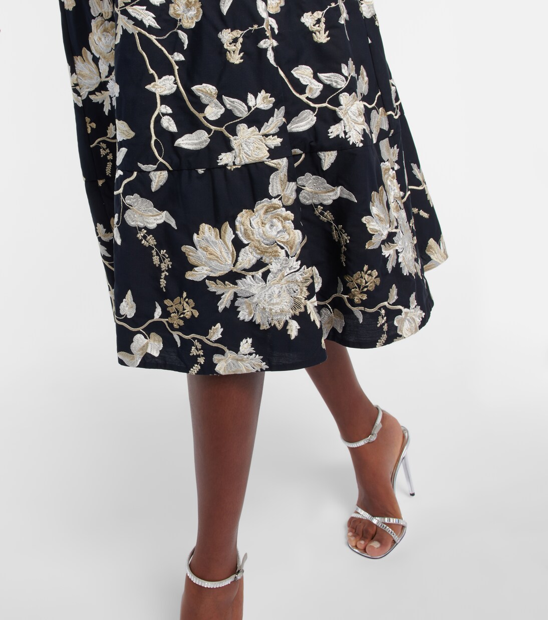 Robe midi Kira brodée en coton mélangé à fleurs | Erdem