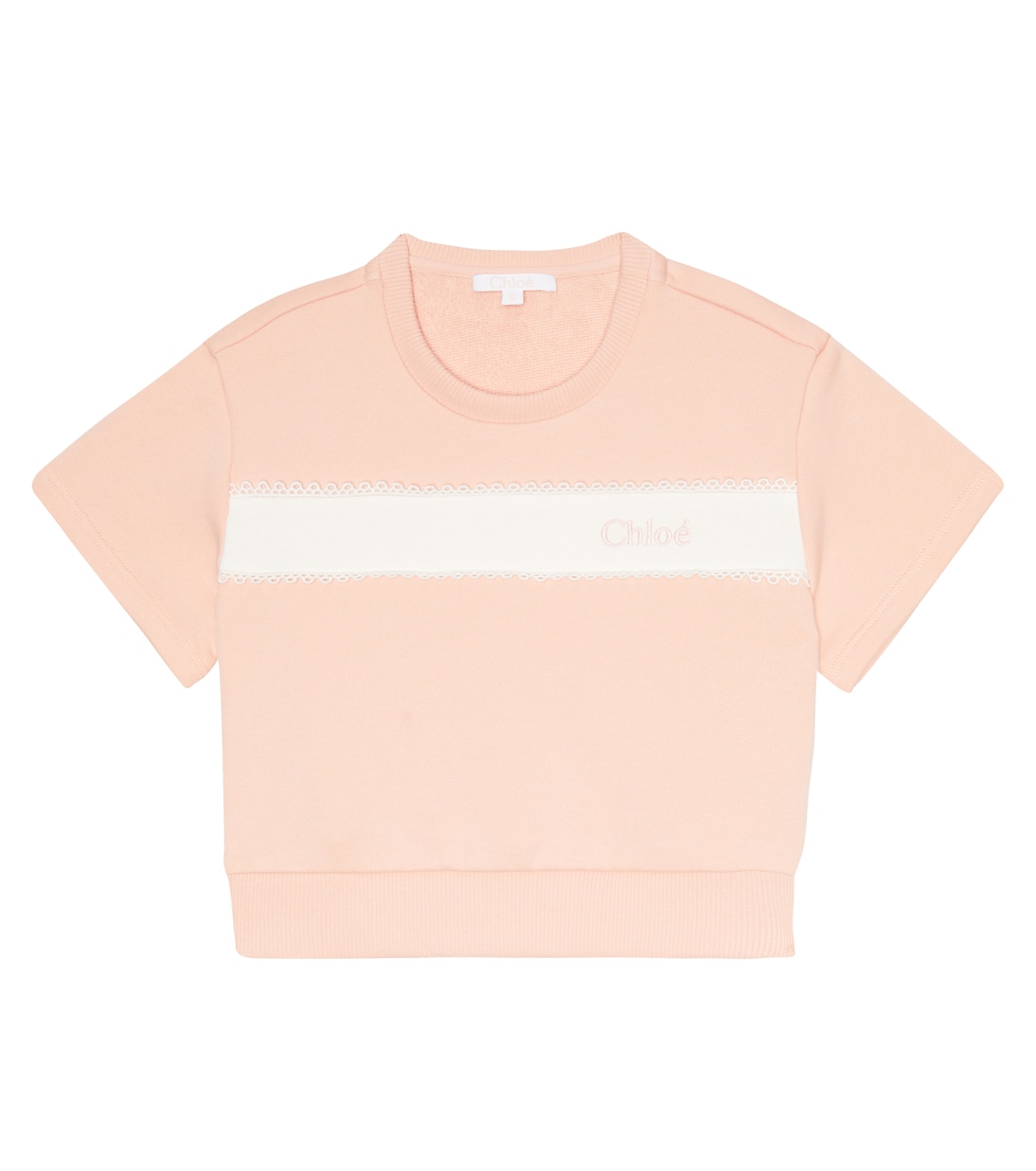 Logo embroidered cotton sweatshirt | Chloé Kids